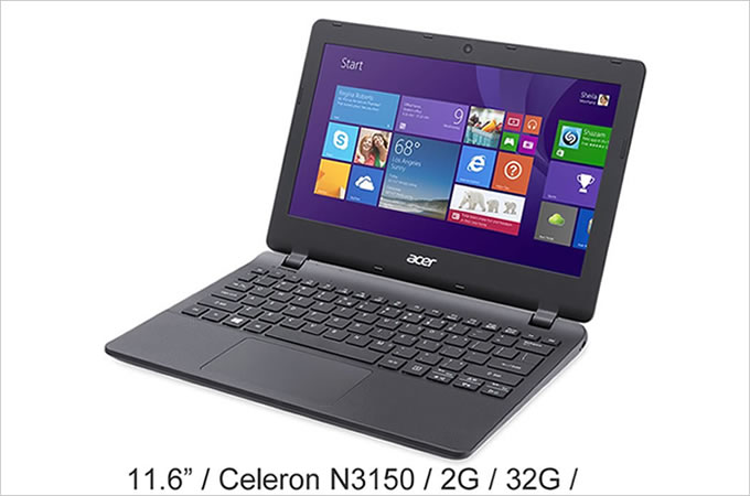 Acer Aspire ES 家用11.6吋筆電 (N3150四核/32G/2Gx1 RAM)(ES1-131-C8ZF)